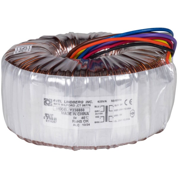 Main product image for Avel Y236850 625VA 25V+25V Toroidal Transformer 122-675